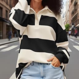 2025 Collection Striped Long Sleeve Shirt Classic Turn Down Collar Loose Autumn Patchwork Sweatshirts