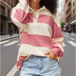 2025 Collection Striped Long Sleeve Shirt Classic Turn Down Collar Loose Autumn Patchwork Sweatshirts