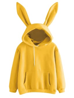 2020 Autumn Winter Women Hoodies Kawaii Rabbit Ears Fashion Hoody Casual colors Solid Color Warm Sweatshirt Hoodies For Women