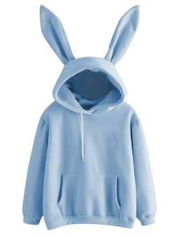 2020 Autumn Winter Women Hoodies Kawaii Rabbit Ears Fashion Hoody Casual colors Solid Color Warm Sweatshirt Hoodies For Women