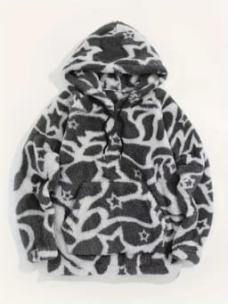Retro Aztec Print Fleece Hoodie Cozy Oversized Western Sweatshirt Women Ethnic Hooded Sweatshirt Coat