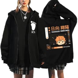 Japanese Anime Haikyuu Graphic Zip Up Hoodies Manga Y2k Gothic Zippper Jackets Sweatshirts Karasuno Fly High Harajuku Streetwear