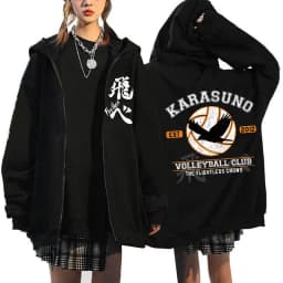 Japanese Anime Haikyuu Graphic Zip Up Hoodies Manga Y2k Gothic Zippper Jackets Sweatshirts Karasuno Fly High Harajuku Streetwear