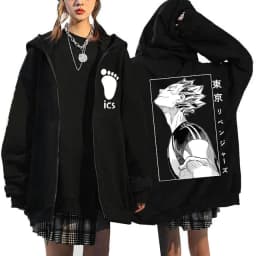 Japanese Anime Haikyuu Graphic Zip Up Hoodies Manga Y2k Gothic Zippper Jackets Sweatshirts Karasuno Fly High Harajuku Streetwear