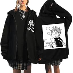 Japanese Anime Haikyuu Graphic Zip Up Hoodies Manga Y2k Gothic Zippper Jackets Sweatshirts Karasuno Fly High Harajuku Streetwear