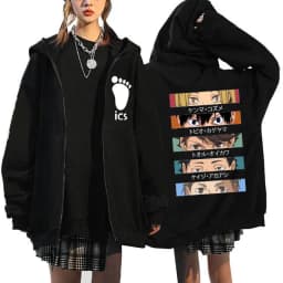 Japanese Anime Haikyuu Graphic Zip Up Hoodies Manga Y2k Gothic Zippper Jackets Sweatshirts Karasuno Fly High Harajuku Streetwear