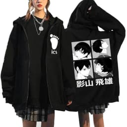Japanese Anime Haikyuu Graphic Zip Up Hoodies Manga Y2k Gothic Zippper Jackets Sweatshirts Karasuno Fly High Harajuku Streetwear