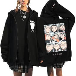 Japanese Anime Haikyuu Graphic Zip Up Hoodies Manga Y2k Gothic Zippper Jackets Sweatshirts Karasuno Fly High Harajuku Streetwear