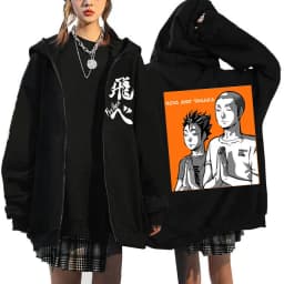 Japanese Anime Haikyuu Graphic Zip Up Hoodies Manga Y2k Gothic Zippper Jackets Sweatshirts Karasuno Fly High Harajuku Streetwear