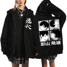 Japanese Anime Haikyuu Graphic Zip Up Hoodies Manga Y2k Gothic Zippper Jackets Sweatshirts Karasuno Fly High Harajuku Streetwear