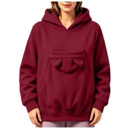 Pet Pouch Hoodies Women Oversize Sweatshirt With Hooded Kangaroo Pocket Funny Solid Color Loose Long Sleeve Pullover For Dog Cat