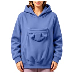 Pet Pouch Hoodies Women Oversize Sweatshirt With Hooded Kangaroo Pocket Funny Solid Color Loose Long Sleeve Pullover For Dog Cat