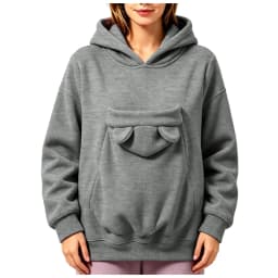 Pet Pouch Hoodies Women Oversize Sweatshirt With Hooded Kangaroo Pocket Funny Solid Color Loose Long Sleeve Pullover For Dog Cat