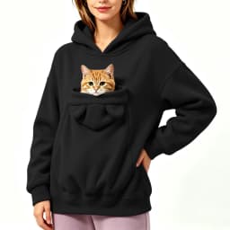 Pet Pouch Hoodies Women Oversize Sweatshirt With Hooded Kangaroo Pocket Funny Solid Color Loose Long Sleeve Pullover For Dog Cat