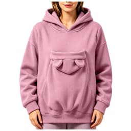 Pet Pouch Hoodies Women Oversize Sweatshirt With Hooded Kangaroo Pocket Funny Solid Color Loose Long Sleeve Pullover For Dog Cat