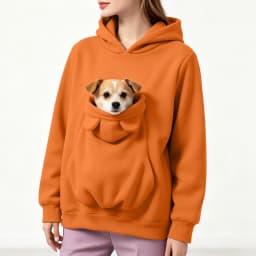 Pet Pouch Hoodies Women Oversize Sweatshirt With Hooded Kangaroo Pocket Funny Solid Color Loose Long Sleeve Pullover For Dog Cat