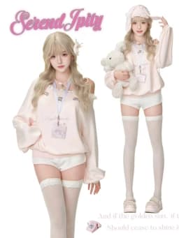 Japanese Kawaii Pink Sweatshirt Women Off Shoulder Lace Bow Long Sleeve Top Sweet Girl Design Fashion Soft Cute Casual Pullover