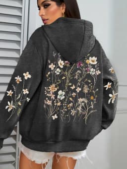 Beautiful Flower Clusters Design Women Hoody Loose Fleece Hoodie Autumn Y2K Pocket Hoodies Multicolor Soft Woman Streetwear
