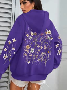 Beautiful Flower Clusters Design Women Hoody Loose Fleece Hoodie Autumn Y2K Pocket Hoodies Multicolor Soft Woman Streetwear