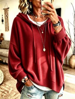 Hoodies women 2026 casual spring autumn Knitted new long lantern sleeve loose hooded drawstring hoodie jacket women's clothing