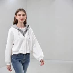 Women's Large Size Hoodie Spring and Autumn New Korean Style Fashion Chic Elegant College Style Fake Two-Piece Casual Cardigan