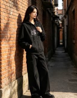Sparkling Rhinestone Letter Graphic Zip Hoodie Women Baggy Fit Alt Streetwear Casual Full Zip Jacket
