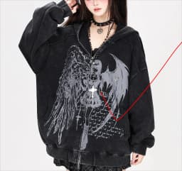 Japanese Subculture Retro Washed Old Street Style Hooded Loose Coat Autumn New Cool Girl Long-sleeved Women's Sweatshirt