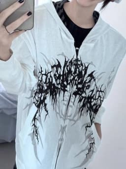 Fashion High Street Y2k Aesthetic All Match Hoodies Harajuku Subcultural Punk Print Zip Coat Autumn Preppy Style Sweatshirt