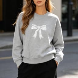 Casual Women's Sweatshirts Bow Graphic Prints Hoodie Spring Autumn Long Sleeve Crew Neck Pullover Female All-Match Hoody Tops