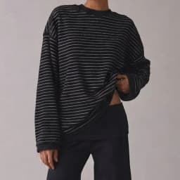 Spring Autumn Vintage Striped Sweatshirt Women Oversized Crewneck Striped Long Sleeve O Neck T-shirt Tops Streetwear