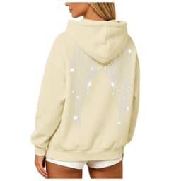 Womens Y2K Angel Wing Hoodie Sparkling Rhinestone Long Sleeve Pullover Oversized Sweatshirt Tops Autumn Casual Plain Hoodies