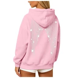 Womens Y2K Angel Wing Hoodie Sparkling Rhinestone Long Sleeve Pullover Oversized Sweatshirt Tops Autumn Casual Plain Hoodies