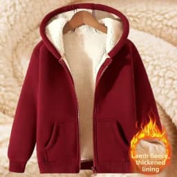 Ladies Large Size American Style Lamb Velvet Hoodie Zipper Cardigan Outerwear Autumn Winter Thickened Long Sleeve Casual Wear
