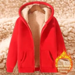 Ladies Large Size American Style Lamb Velvet Hoodie Zipper Cardigan Outerwear Autumn Winter Thickened Long Sleeve Casual Wear