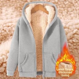 Ladies Large Size American Style Lamb Velvet Hoodie Zipper Cardigan Outerwear Autumn Winter Thickened Long Sleeve Casual Wear