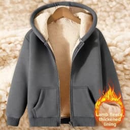 Ladies Large Size American Style Lamb Velvet Hoodie Zipper Cardigan Outerwear Autumn Winter Thickened Long Sleeve Casual Wear