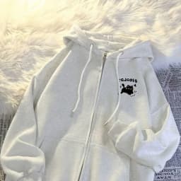 2026 New Korean Style Hoodie Sweatshirt Autumn Winter Fleece Casual Versatile American Loose Outerwear Trendy Zipper Closure