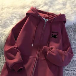 2026 New Korean Style Hoodie Sweatshirt Autumn Winter Fleece Casual Versatile American Loose Outerwear Trendy Zipper Closure