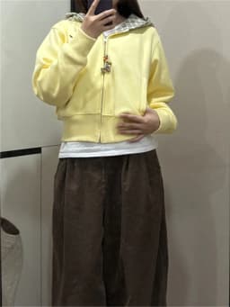 Retro American Yellow Plaid Hoodie Women's Spring Autumn Thin Loose Cardigan Short Outerwear Comfortable Cotton Warmth