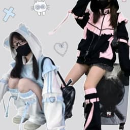 Y2k Gothic Zipper Coat Hooded Women Oversize Fairy Jacket Streetwear 2025 Autumn Outfits Japanese Kawaii Harjuku Chic Sweatshirt