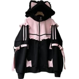 Y2k Gothic Zipper Coat Hooded Women Oversize Fairy Jacket Streetwear 2025 Autumn Outfits Japanese Kawaii Harjuku Chic Sweatshirt