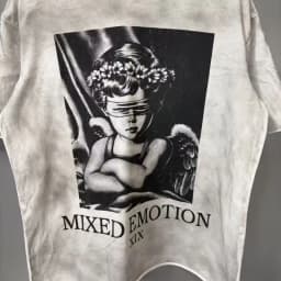 Mixed Emotion Street-Mounted Masked Angel Print Vintage Distressed Loose Short-Sleeved Men's and Women's T-Shirt