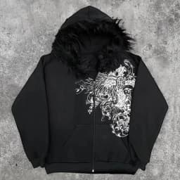 American style hip-hop style Y2K autumn and winter new item unisex thick warm hoodie jacket with zipper and hat