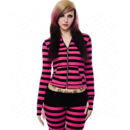 Emo Striped Hoodie Women's Y2K Gothic Zipper Hoodie Long Sleeve Harajuku Aesthetics Short Style Jacket Punk Street Set punk