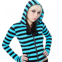 Emo Striped Hoodie Women's Y2K Gothic Zipper Hoodie Long Sleeve Harajuku Aesthetics Short Style Jacket Punk Street Set punk