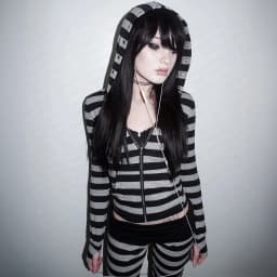 Emo Striped Hoodie Women's Y2K Gothic Zipper Hoodie Long Sleeve Harajuku Aesthetics Short Style Jacket Punk Street Set punk