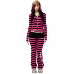 Emo Striped Hoodie Women's Y2K Gothic Zipper Hoodie Long Sleeve Harajuku Aesthetics Short Style Jacket Punk Street Set punk