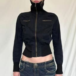 Vintage Collar Jackets Women Harajuku Punk Slim Fit Coat Streetwear Pocket Zipper Y2k Aesthetic Harajuku Grunge 2025 Outwear