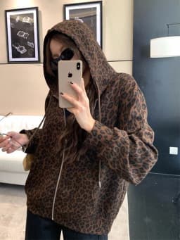 Women Y2K Leopard Hoodies Streetwear Loose Harajuku Retro Sweatshirts Hip Hop Fall American Vintage Female Long Sleeve Tops New