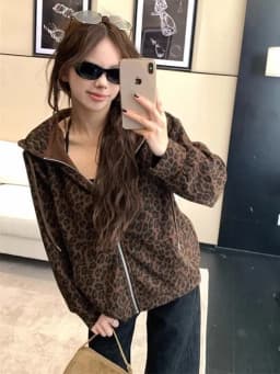 Women Y2K Leopard Hoodies Streetwear Loose Harajuku Retro Sweatshirts Hip Hop Fall American Vintage Female Long Sleeve Tops New